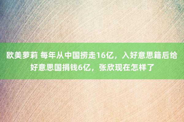 欧美萝莉 每年从中国捞走16亿,入好意思籍后给好意思国捐钱6亿,张欣现在怎样了