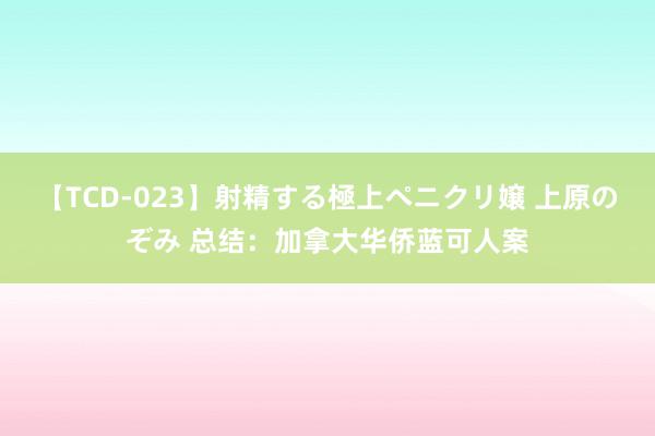 【TCD-023】射精する極上ペニクリ嬢 上原のぞみ 总结:加拿大华侨蓝可人案