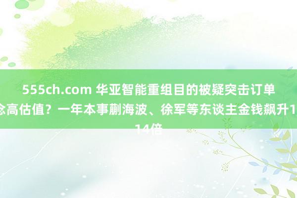 555ch.com 华亚智能重组目的被疑突击订单作念高估值?一年本事蒯海波、徐军等东谈主金钱飙升14倍