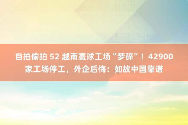 自拍偷拍 52 越南寰球工场“梦碎”!42900家工场停工,外企后悔:如故中国靠谱