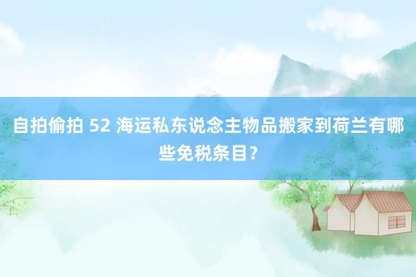 自拍偷拍 52 海运私东说念主物品搬家到荷兰有哪些免税条目?