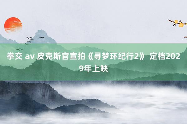拳交 av 皮克斯官宣拍《寻梦环纪行2》 定档2029年上映