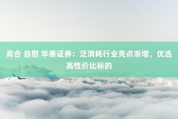 高合 自慰 华泰证券:泛消耗行业亮点渐增,优选高性价比标的